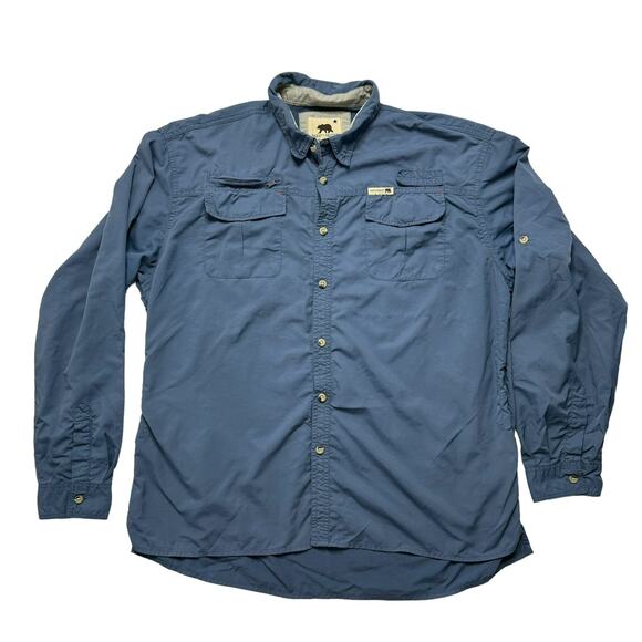 DAKOTA GRIZZLY Fishing Shirt in Slate Blue Roll Tab Sleeve XXL Mens *READ* - Picture 1 of 10